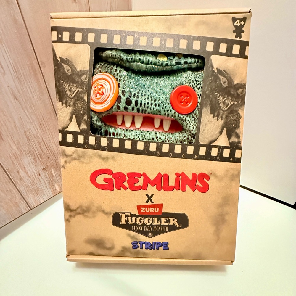 Zuru Fuggler Gremlins Stripe Plush Kids OS Green New Button Eyes Teeth Monster